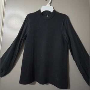 Madewell XS Mixed Material Mockneck Sweater